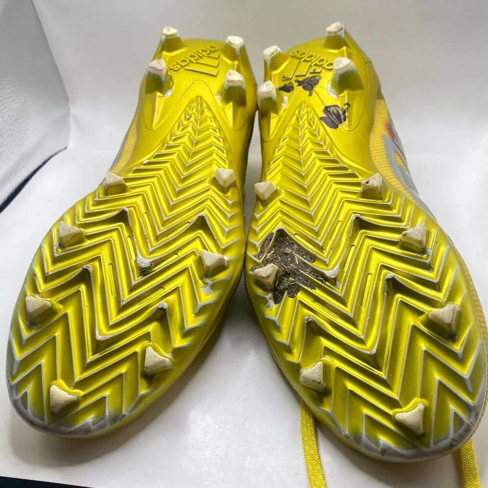 Adidas Adizero Football Cleats Mens 10 Yellow Silver FZ0703 Speed Spikes Sport